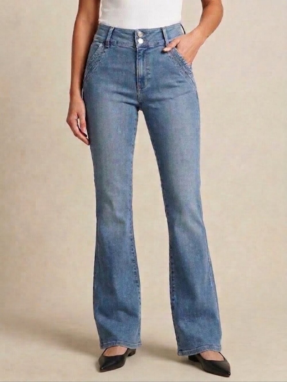 Frame Denim ​ Le High Flare Double Button Jeans Merced Blue High Rise Sz 29